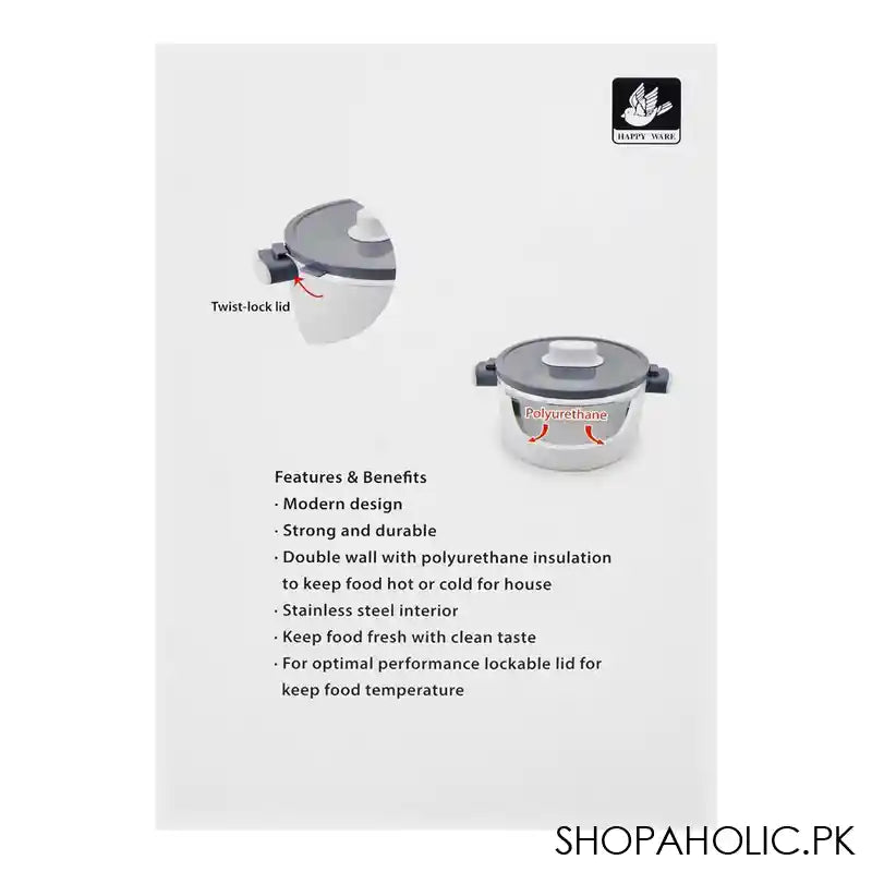 Happy Ware Forte Warmer Pot With Twist-Lock Lid, 1.8 Liter Capacity, 9.8in x 7.1in x 5.3in, Beige, SU-647 - Image 6