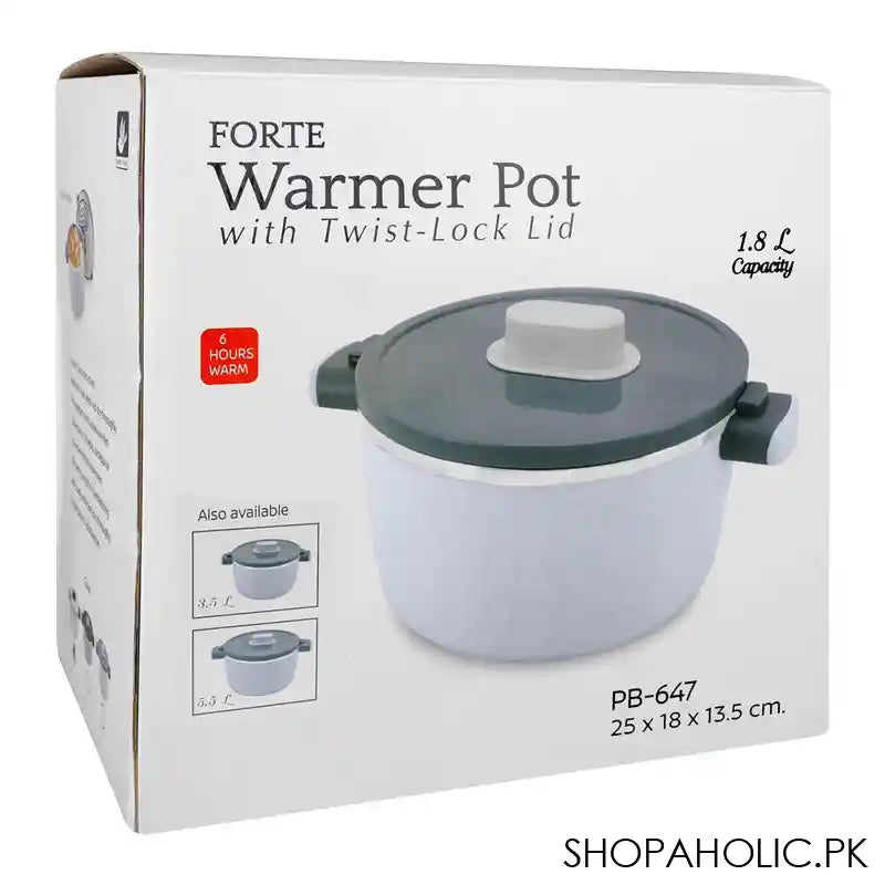 Happy Ware Forte Warmer Pot With Twist-Lock Lid, 1.8 Liter Capacity, 9.8in x 7.1in x 5.3in, White, SU-647 - Image 2