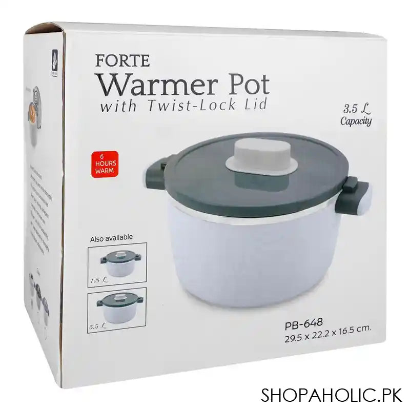 Happy Ware Forte Warmer Pot With Twist-Lock Lid, 3.5 Liter Capacity, 11.6in x 8.7in x 6.5in, White, SU-648 - Image 3
