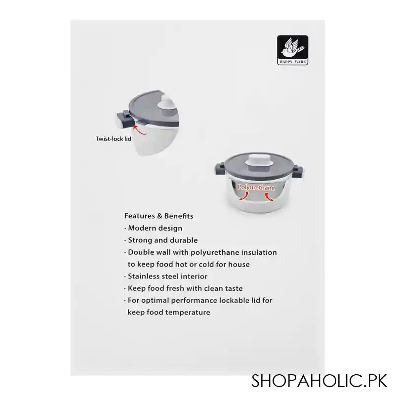 Happy Ware Forte Warmer Pot With Twist-Lock Lid, 3.5 Liter Capacity, 11.6in x 8.7in x 6.5in, White, SU-648 - Image 6