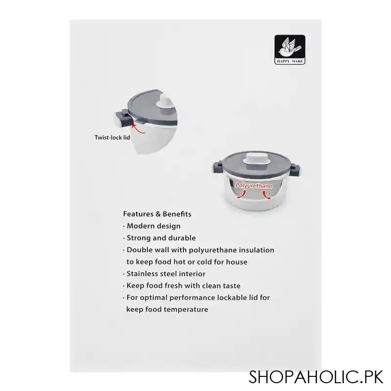 Happy Ware Forte Warmer Pot With Twist-Lock Lid, 5.5 Liter Capacity, 14.4in x 10.2in x 7.3in, White, SU-649 - Image 2