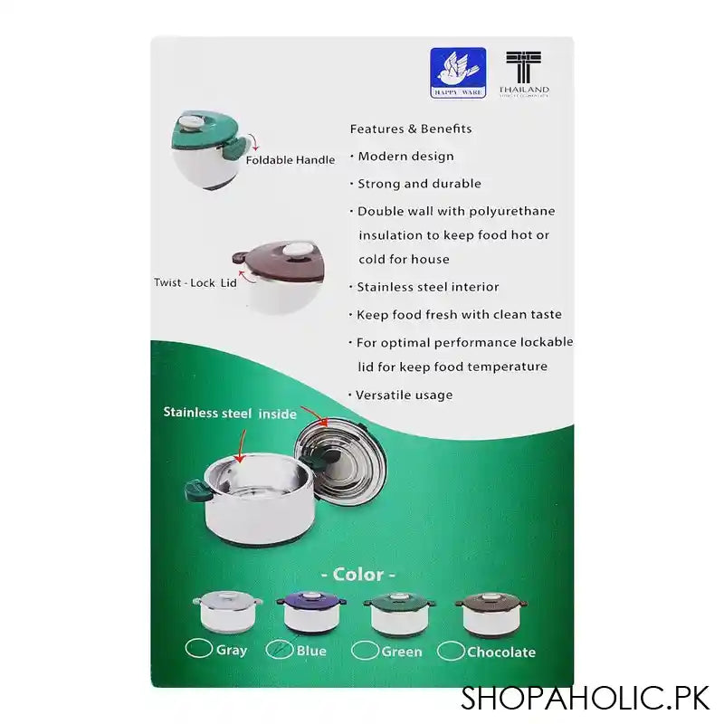 Happy Ware Hot Pot With Lockable LID, 2.5 Liter Capacity, Stainless Steel Inside, 7.5in x 10.2in x 5.1in, Blue, SU-644 - Image 2