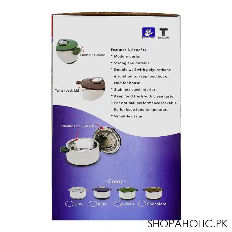 Happy Ware Hot Pot With Lockable LID, 5 Liter Capacity, Stainless Steel Inside, 10in x 13in x 6.7in, Green, SU-645 - Image 5