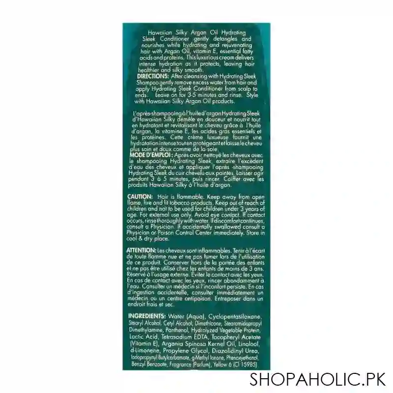 hawaiian silky argan oil hydrating sleek conditioner, 414ml image3
