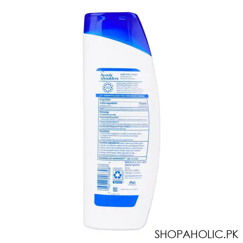 Head & Shoulder Apple Cider Vinegar Anti-Dandruff Shampoo, Active Ingredient Pyrithione Zinc, 370ml - Image 3