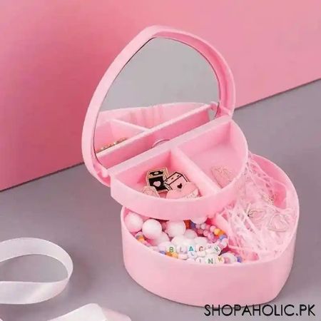 heart shaped jewelry storage box with mirror image2
