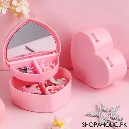 heart shaped jewelry storage box with mirror main image
