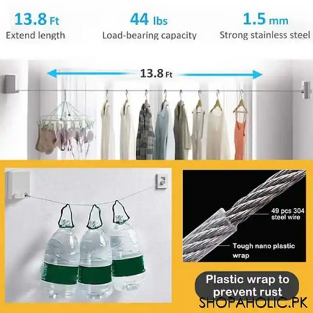heavy duty stainless steel wall mounted telescopic string invisible clothesline image5