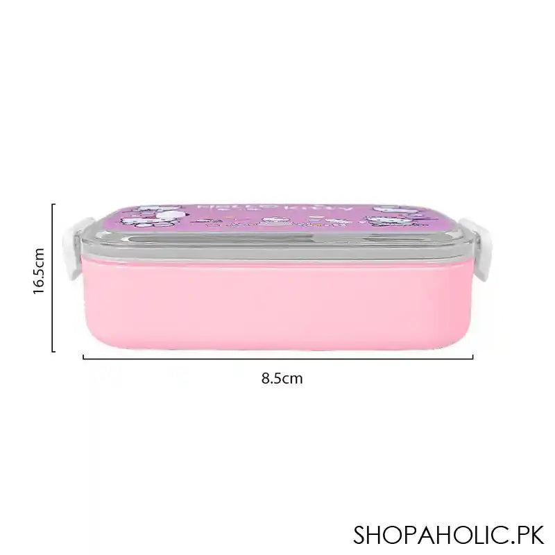 Hello Kitty Plastic Lunch Box, Pink, 6.5in (H) x 3.3in (W) x 1.8in (D), Tq29-3 - Image 2