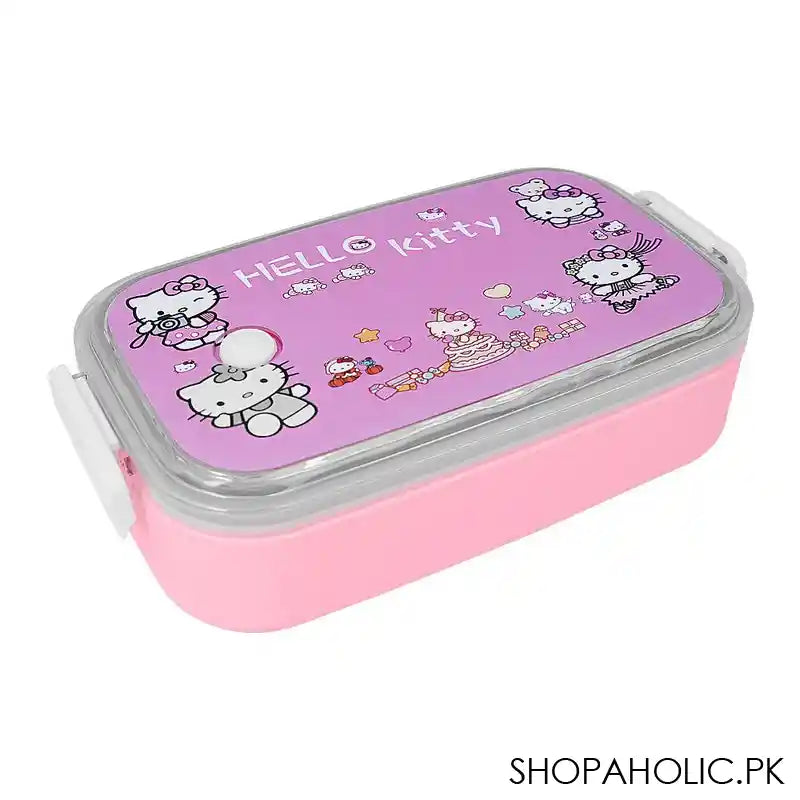 Hello Kitty Plastic Lunch Box, Pink, 6.5in (H) x 3.3in (W) x 1.8in (D), Tq29-3 - Main Image