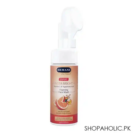 hemani expert insta bright vitamin c & hyaluronic acid foaming face wash, 150ml main image
