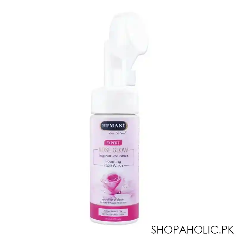 hemani expert rose glow bulgarian rose extract foaming face wash, 150ml main image