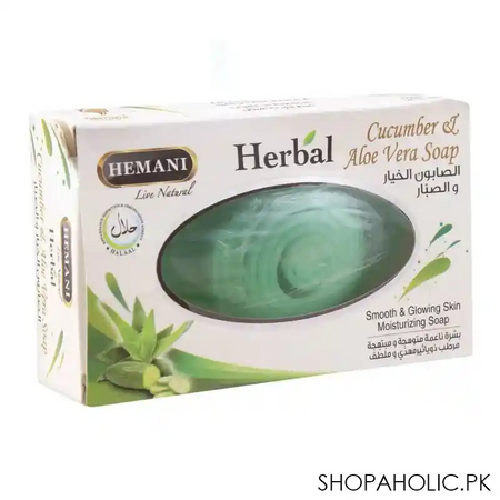 hemani herbal cucumber & aloe vera soap, 100g main image