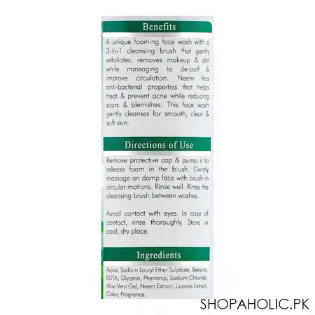 hemani neem anti acne foaming face wash, for all skin types, 150ml image2