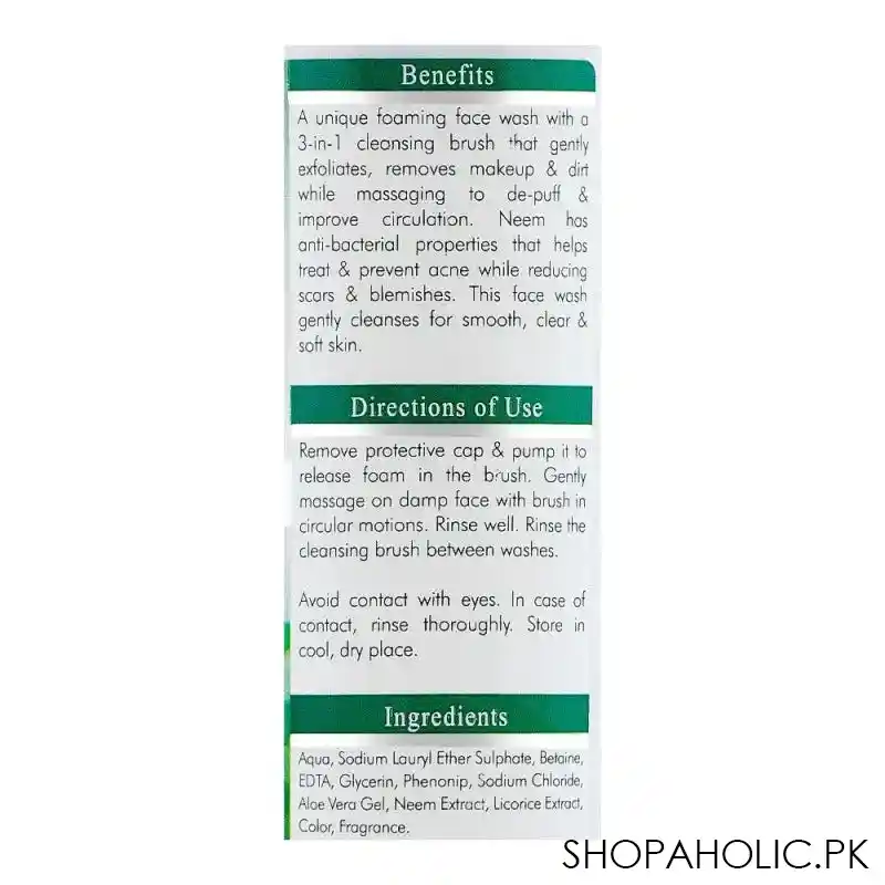 hemani neem anti acne foaming face wash, for all skin types, 150ml image2