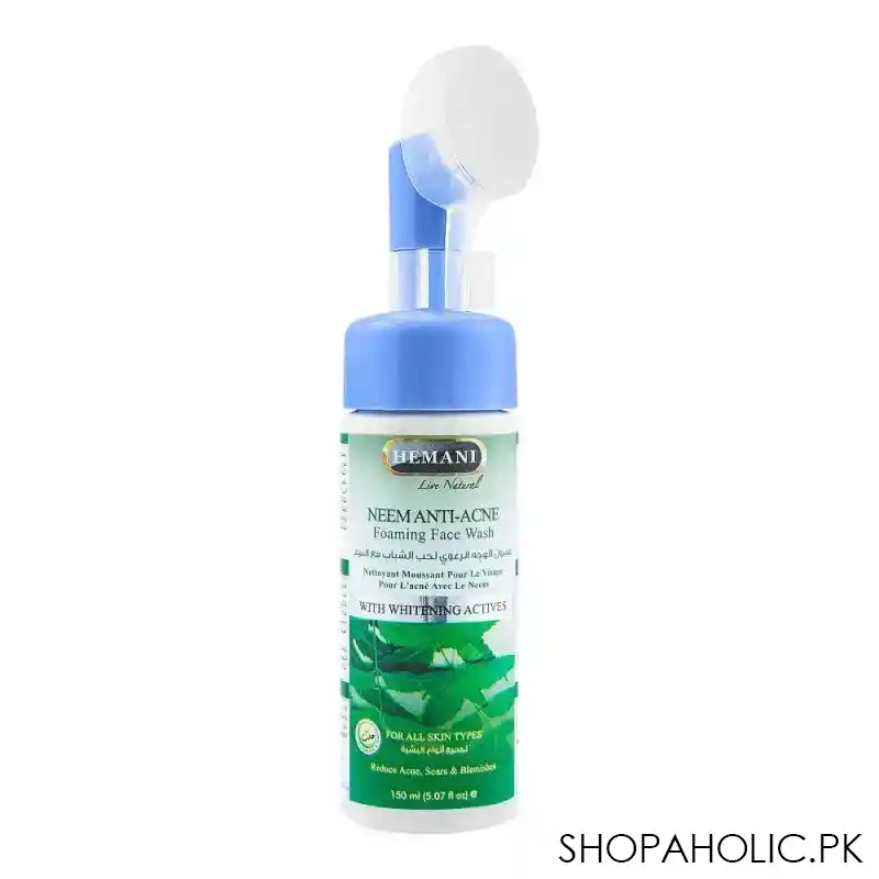 hemani neem anti acne foaming face wash, for all skin types, 150ml main image