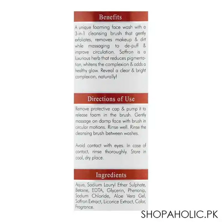 hemani saffron whitening foaming face wash, for all skin types, 150ml image2