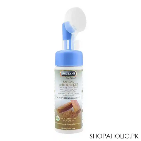 hemani sandal anti wrinkle foaming face wash, for all skin types, 150ml main image