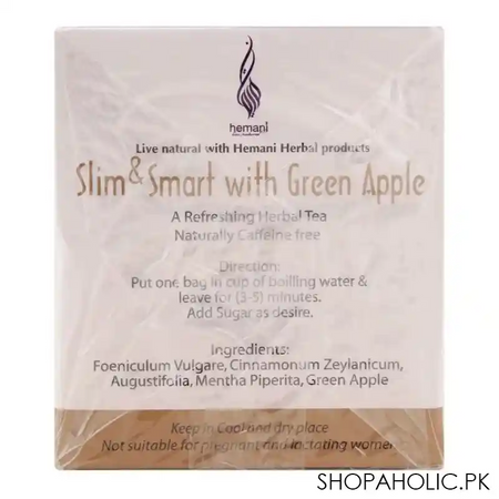 hemani slim & smart green apple herbal tea bags, 20 pack image3