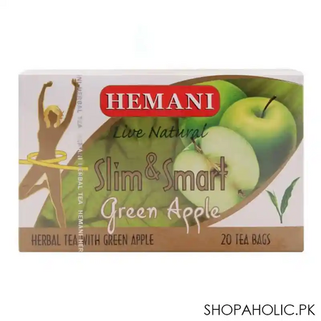 hemani slim & smart green apple herbal tea bags, 20 pack main image