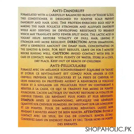 Hemani Yogurt & Egg, Anti Dandruff, Moisturizing Conditioner, 300ml - Image 2