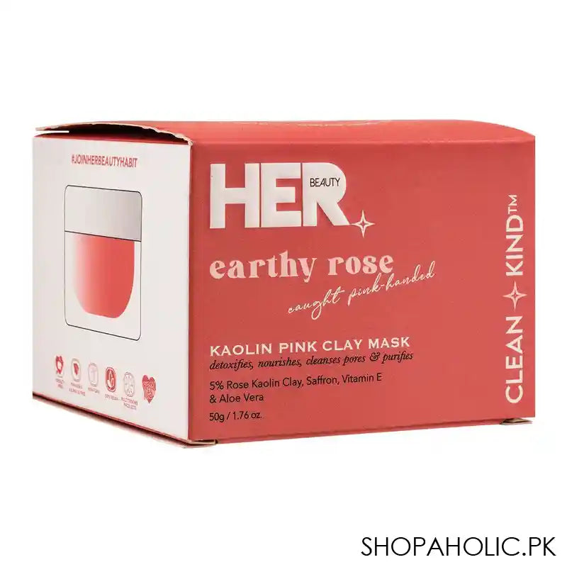 Her Beauty Earthy Rose Kaolin Pink Clay Mask, 50ml - Image 5
