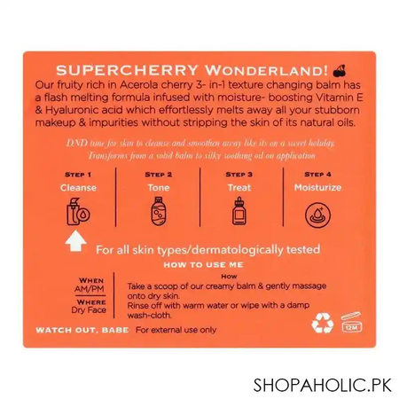 her beauty oh so cherry daily gentle all off balm, melts makeup, cleans & hydrates, 100ml image3
