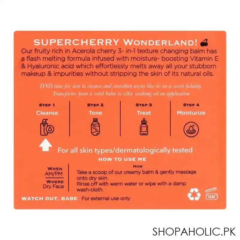 her beauty oh so cherry daily gentle all off balm, melts makeup, cleans & hydrates, 100ml image3