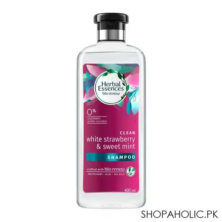 herbal essences bio renew clean white strawberry & sweet mint shampoo, 400ml main image