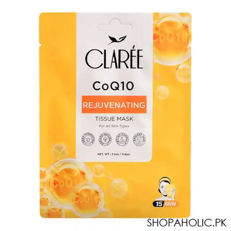 Herbion Naturals Claree CoQ10 Rejuvenating Tissue Mask, For All Skin Types - Image 2