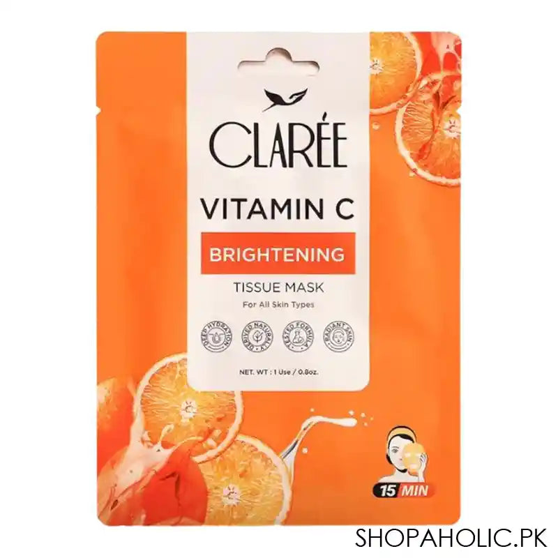 Herbion Naturals Claree Vitamin C Brightening Tissue Mask, For All Skin Types - Image 3