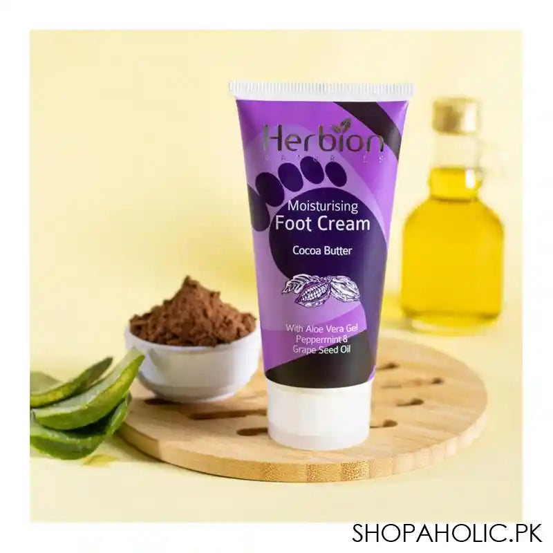 Herbion Naturals Cocoa Butter Moisturizing Foot Cream, For The Protection Of Dry And Chapped Feet, 100ml - Image 2