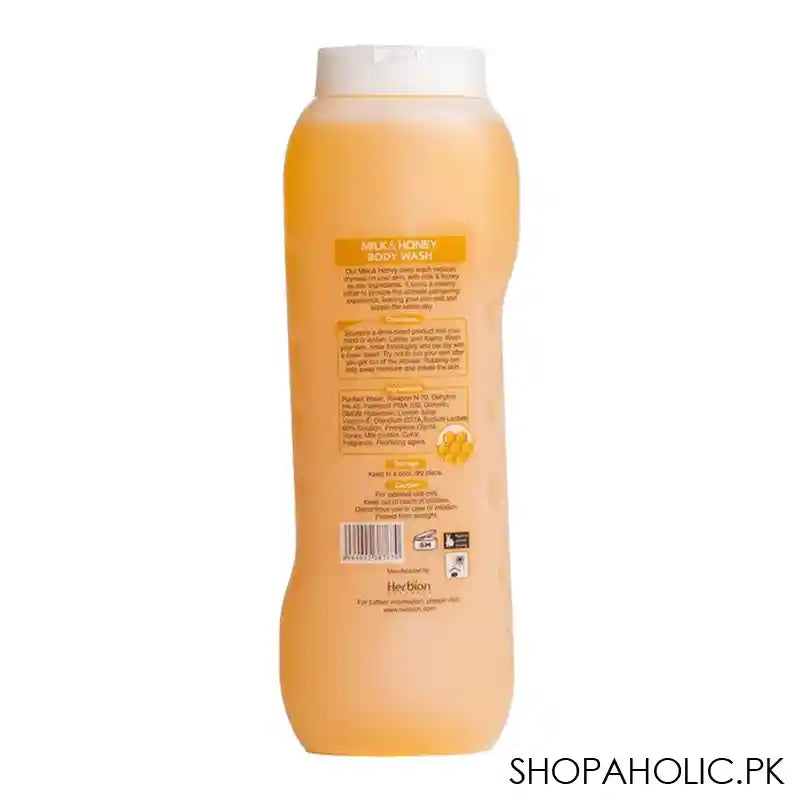 Herbion Naturals Nourishing & Moisturizing Milk & Honey Body Wash, Paraben Free, 400ml - Image 2