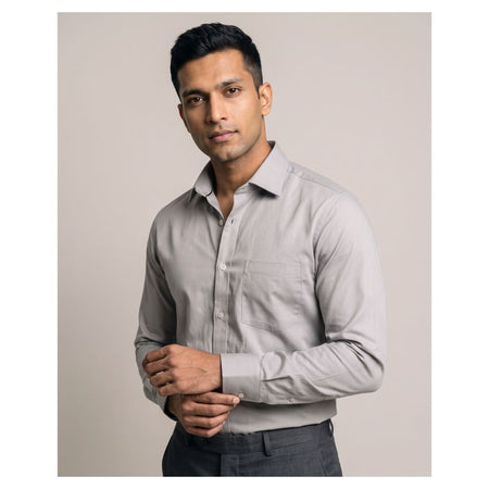 Basix Men's Signature Shirt, Double Grey, Ds-023 - Main Image