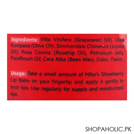 Hiba's Collection Strawberry Lip Balm, Best For Cracked Lips, 15ml - Image 2