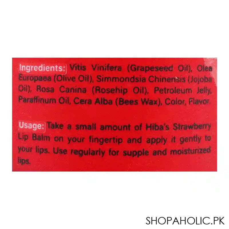 Hiba's Collection Strawberry Lip Balm, Best For Cracked Lips, 15ml - Image 2