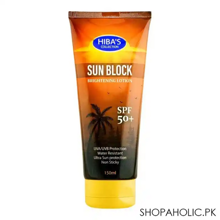 hiba's collection brightening lotion sun block spf 50+, 150ml main image