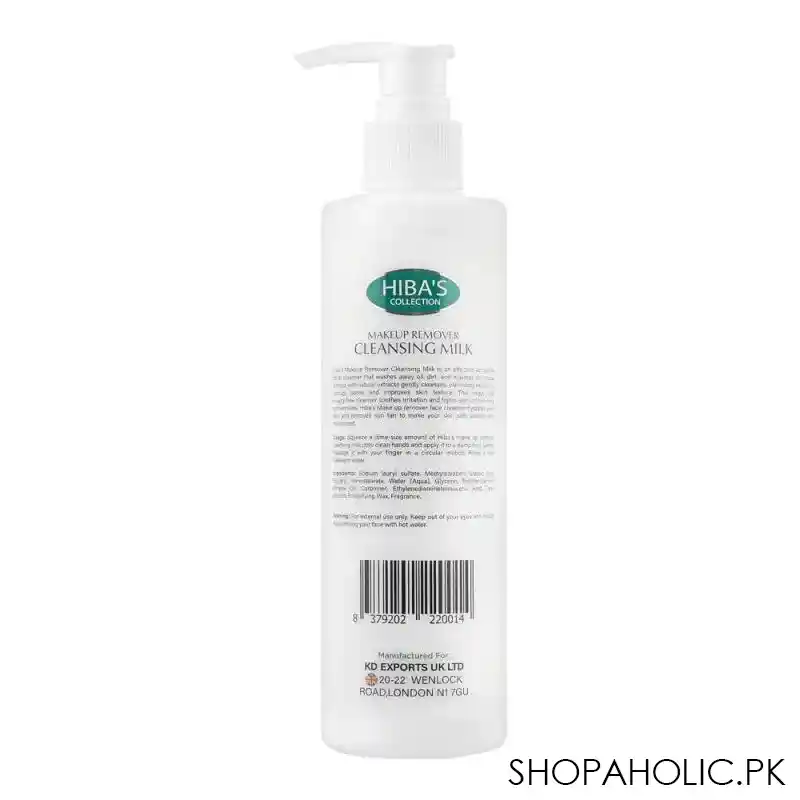 hiba's collection makeup remover cleansing milk, prevents signs of aging, 200ml image2
