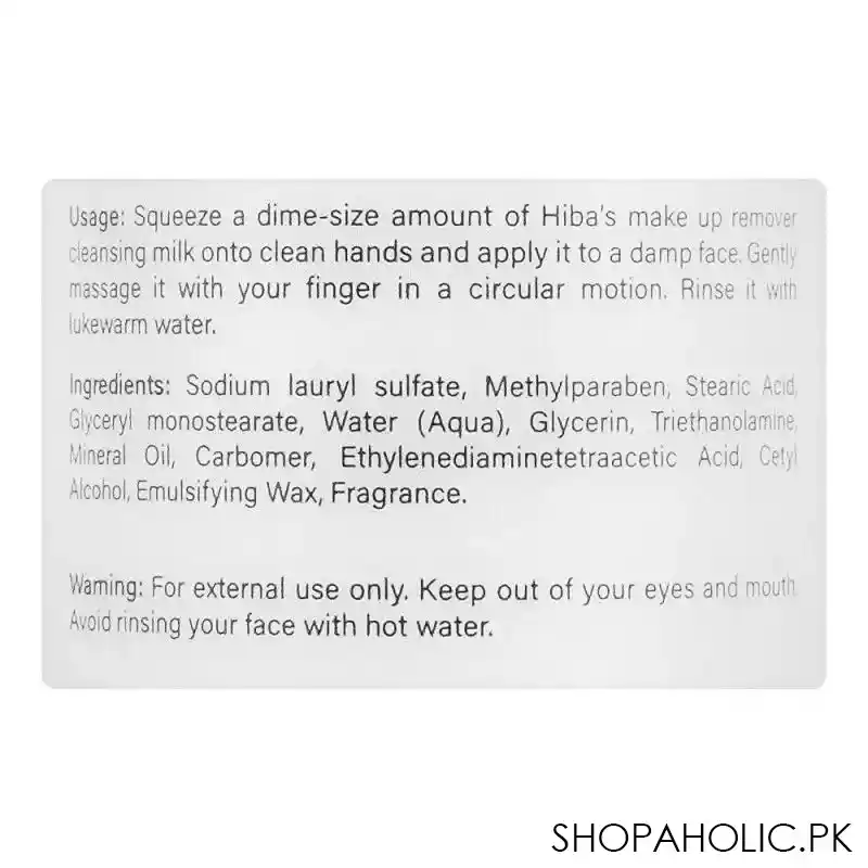 hiba's collection makeup remover cleansing milk, prevents signs of aging, 200ml image3