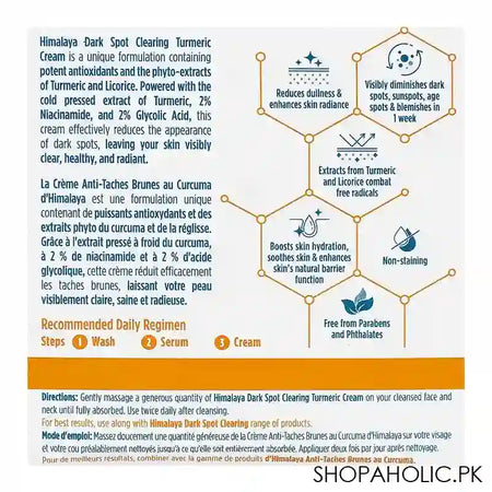 Himalaya Dark Spot Clearing Turmeric Cream With Niacinamide and Glycolic Acid, Paraben Free, 50g - Image 4