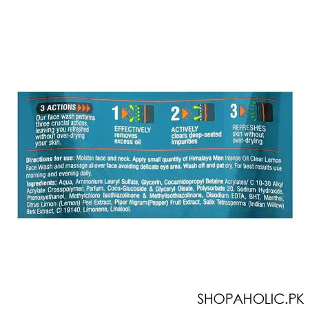 Himalaya Men Intense Oil Clear Lemon Face Wash, 100ml - Image 3