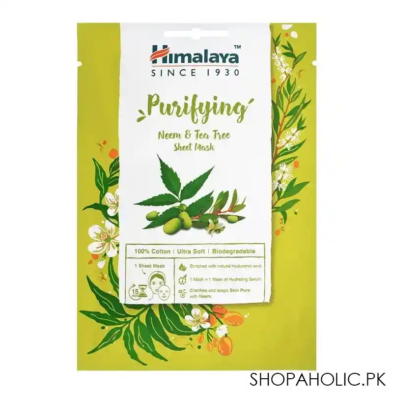 himalaya purifying neem & tea tree sheet face mask, 30ml main image