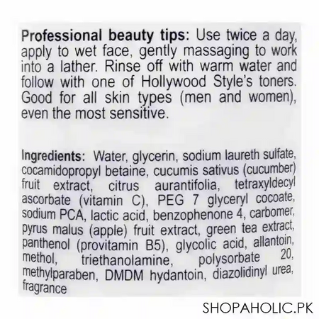 hollywood style dual action face wash, cucumber & citrus, 150ml image3
