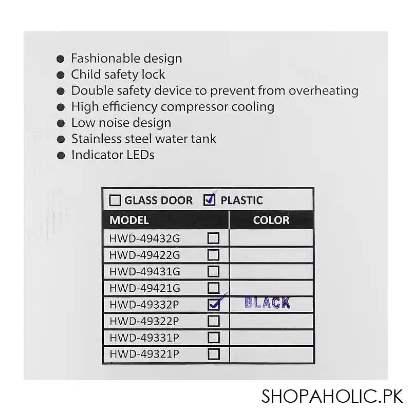 Homage Water Dispenser With Refrigerator Cabinet, Black, HWD-49332 - Image 4