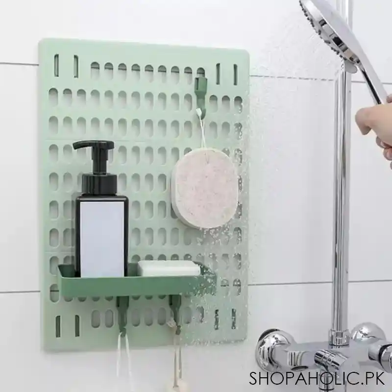 home decor hole wall board with shelves and hooks image2