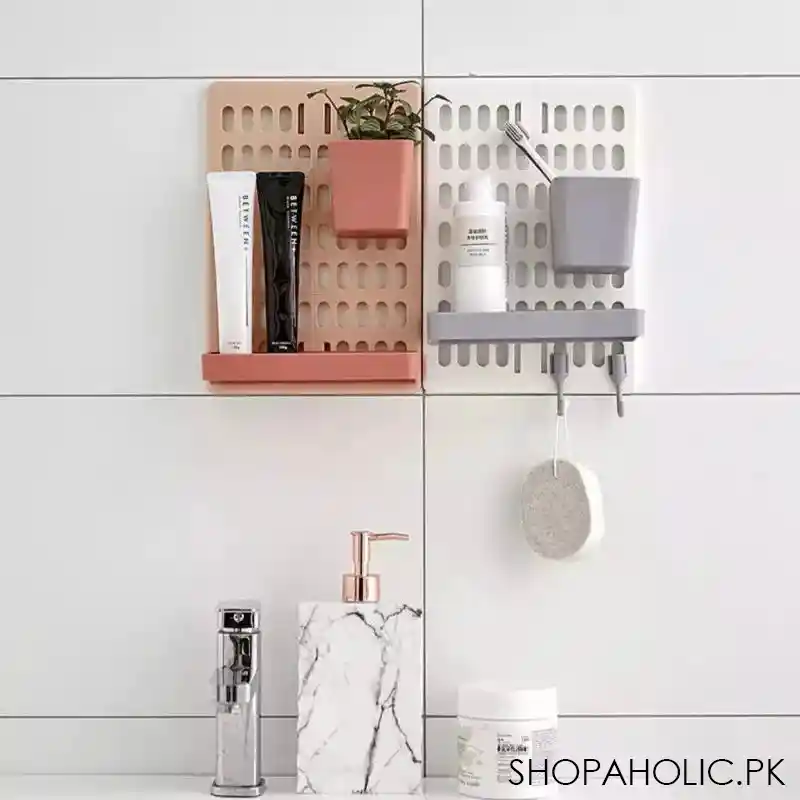 home decor hole wall board with shelves and hooks image4