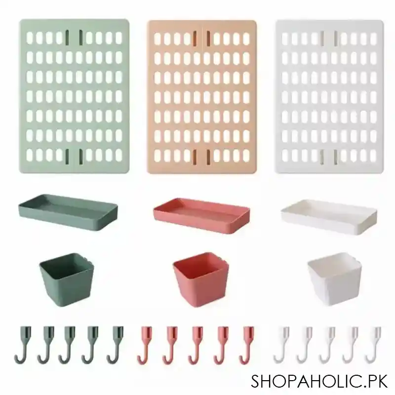 home decor hole wall board with shelves and hooks image5