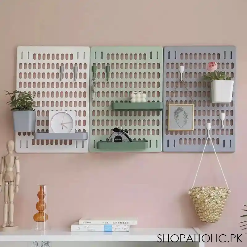 home decor hole wall board with shelves and hooks main image