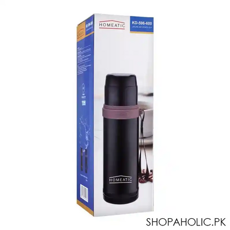 homeatic leisure & sports cup steel water bottle, black, 600ml, kd 596 image2