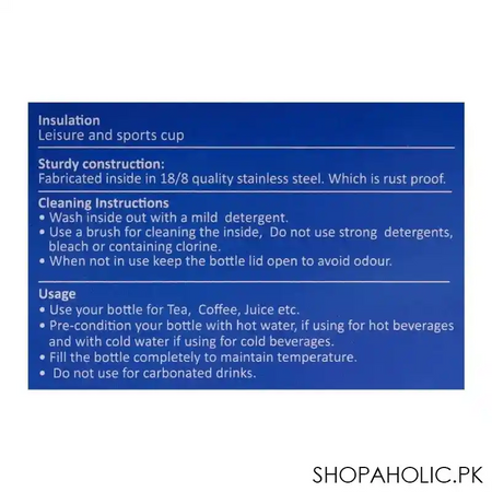 homeatic leisure & sports cup steel water bottle, black, 600ml, kd 596 image3